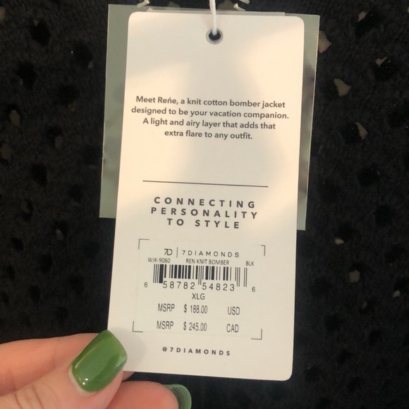 NWT 7 Diamonds Rene Knit Bomber Jacket! Black - Picture 2 of 4